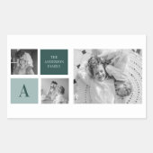 家族パーソナライズされた名コラージュ写真ギフト 長方形シール (正面)