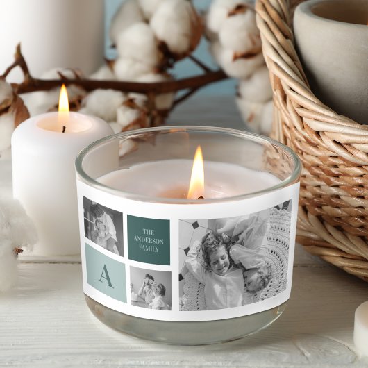 家族パーソナライズされた名コラージュ写真ギフト 長方形シール