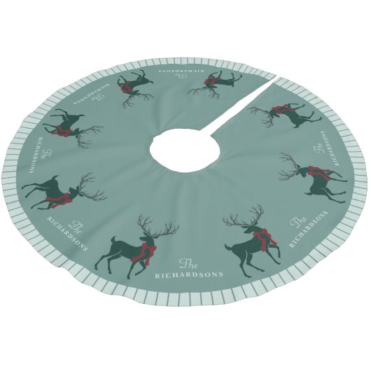 家族パーソナライズされた名トナカイ・クリスマス ブラッシュドポリエステルツリースカート (アングル)