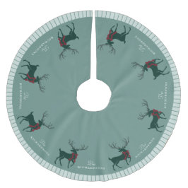 家族パーソナライズされた名トナカイ・クリスマス ブラッシュドポリエステルツリースカート