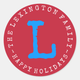 家族パーソナライズされた名ハッピーホリデイズエンベロープ ラウンドシール