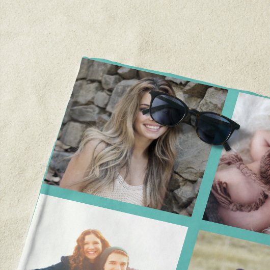 家族パーソナライズされた名フォトコラージュ ビーチタオル (インサイチュ)