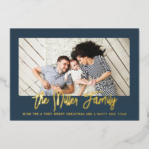 家族パーソナライズされた名フォトフォイルホリデーカード