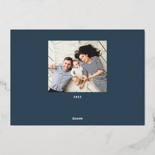 家族パーソナライズされた名フォトフォイルホリデーカード 箔シーズンカード (裏面)