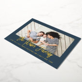 家族パーソナライズされた名フォトフォイルホリデーカード 箔シーズンカード (回転した状態)