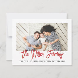 家族パーソナライズされた名フォトレッドホリデーカード シーズンカード