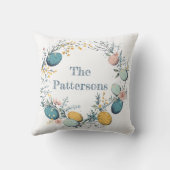 家族パーソナライズされた名フローラ卵リースイースター クッション (裏面)