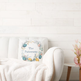 家族パーソナライズされた名フローラ卵リースイースター クッション