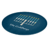 家族パーソナライズされた名ブルーハヌカー(ユダヤ教)メノラー カッティングボード (角)