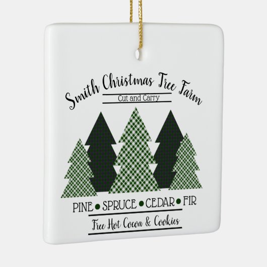 家族パーソナライズされた名プレイドクリスマスツリーファーム セラミックオーナメント (右)