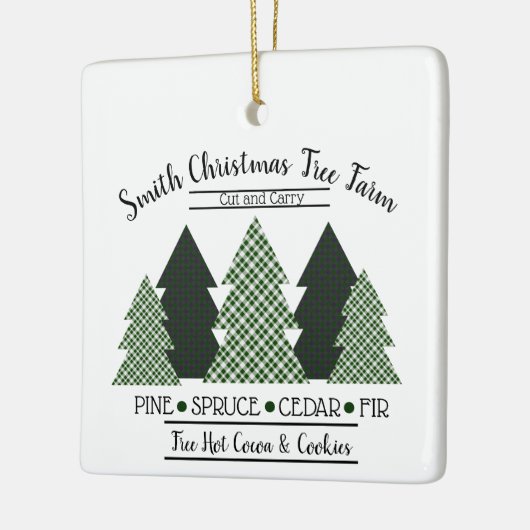 家族パーソナライズされた名プレイドクリスマスツリーファーム セラミックオーナメント (左)