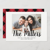 家族パーソナライズされた名ホリデーフォトカード シーズンカード (正面/裏面)