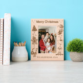 家族パーソナライズされた名メリークリスマスホリデー レーザー彫刻フレーム