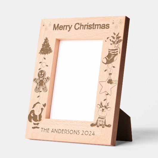 家族パーソナライズされた名メリークリスマスホリデー レーザー彫刻フレーム (左)