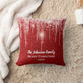家族パーソナライズされた名メリークリスマスレッド クッション