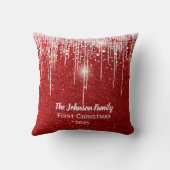 家族パーソナライズされた名メリークリスマスレッド クッション (裏面)