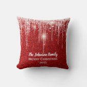 家族パーソナライズされた名メリークリスマスレッド クッション (正面)