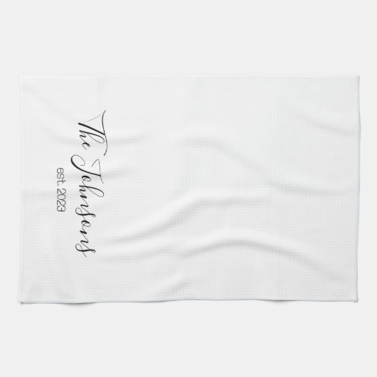 家族パーソナライズされた名モダンミニマルなテンプレート キッチンタオル (横)