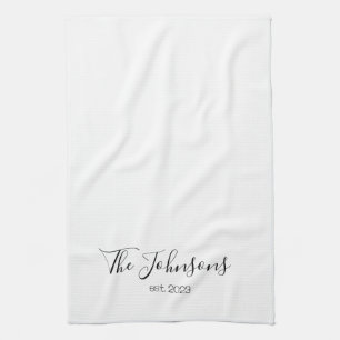 家族パーソナライズされた名モダンミニマルなテンプレート キッチンタオル