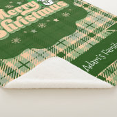 家族パーソナライズされた名レトロクリスマスプレイド シェルパブランケット (3/4)