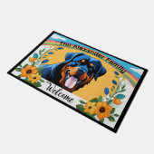 家族パーソナライズされた名ロットワイラードッグウェルカム ドアマット (アングル)