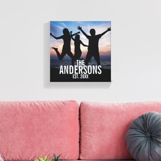 家族パーソナライズされた名付き家族写真 キャンバスプリント (インサイチュ (リビング))