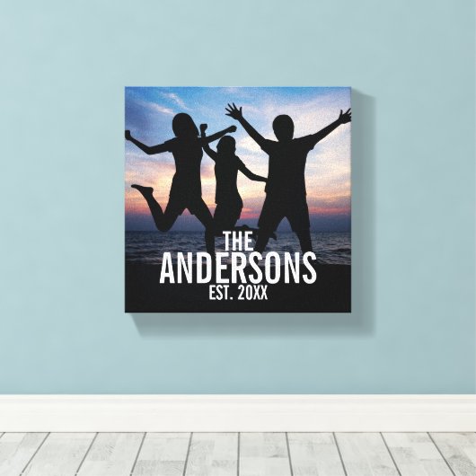 家族パーソナライズされた名付き家族写真 キャンバスプリント (インサイチュ (ウッドフロア))