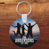 家族パーソナライズされた名付き家族写真 キーホルダー (正面)