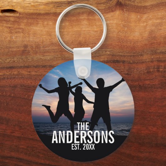 家族パーソナライズされた名付き家族写真 キーホルダー (正面)