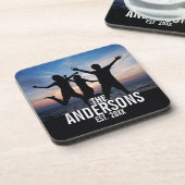 家族パーソナライズされた名付き家族写真 コースター (左側)