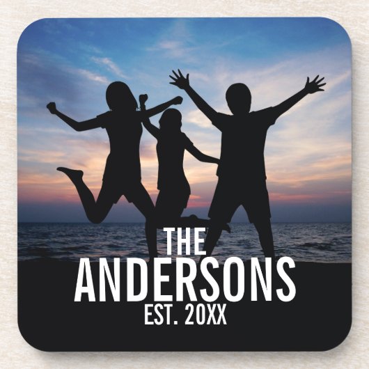家族パーソナライズされた名付き家族写真 コースター (正面)