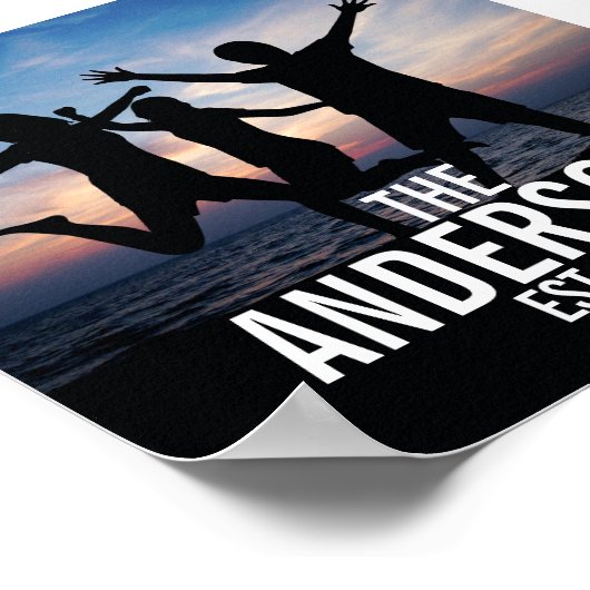 家族パーソナライズされた名付き家族写真 ポスター (角)