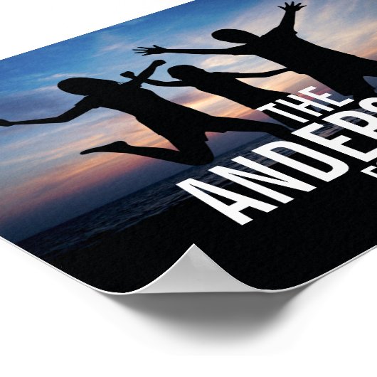 家族パーソナライズされた名付き家族写真 ポスター (角)