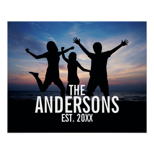 家族パーソナライズされた名付き家族写真 ポスター (正面)