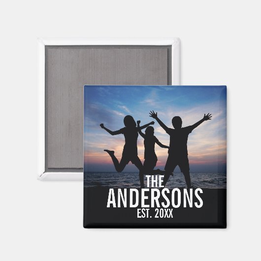 家族パーソナライズされた名付き家族写真 マグネット (正面/裏面)