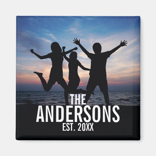 家族パーソナライズされた名付き家族写真 マグネット (正面)