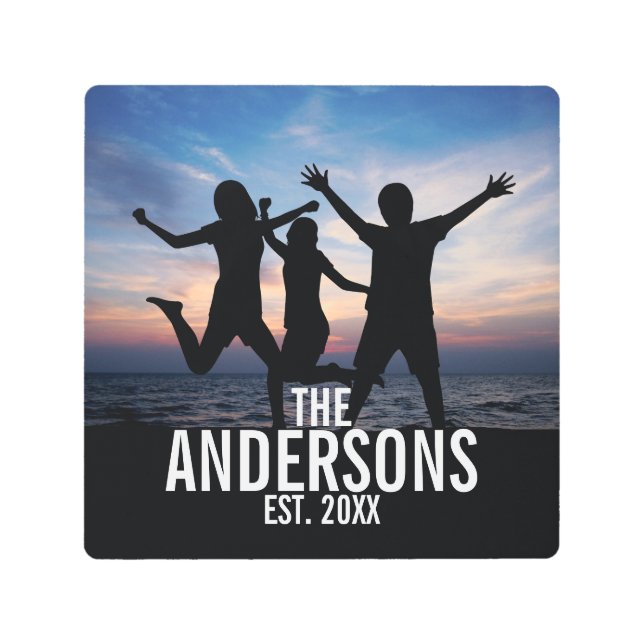 家族パーソナライズされた名付き家族写真 メタルプリント (正面)