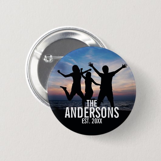 家族パーソナライズされた名付き家族写真 缶バッジ (正面&裏面)
