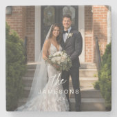 家族パーソナライズされた名写真 ストーンコースター (正面)