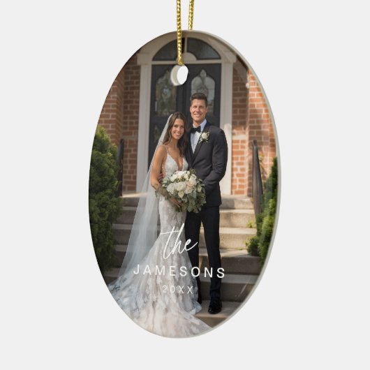 家族パーソナライズされた名写真 セラミックオーナメント (左)