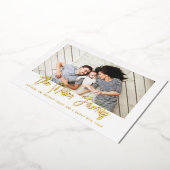 家族パーソナライズされた名写真 箔シーズンカード (回転した状態)