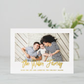 家族パーソナライズされた名写真 箔シーズンカード (立ち正面)