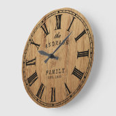 家族パーソナライズされた名家素朴木造 ラージ壁時計 (傾斜)