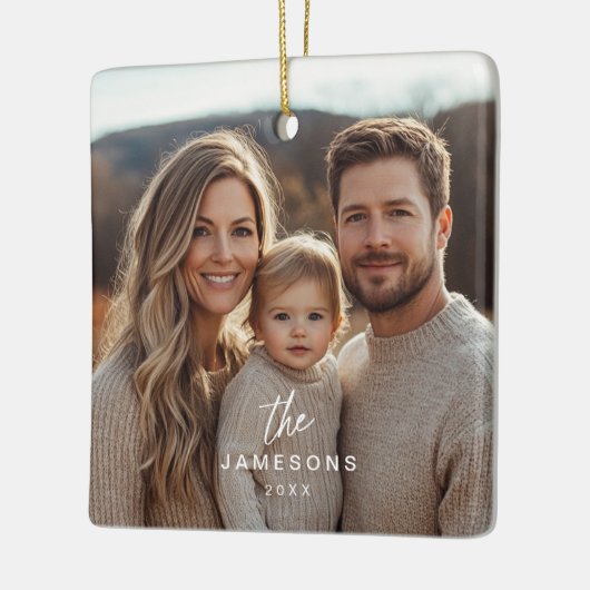 家族パーソナライズされた名年写真オーナメント セラミックオーナメント (左)