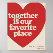 家族パーソナライズされた名愛ハート赤モダン色 ポスター (正面)