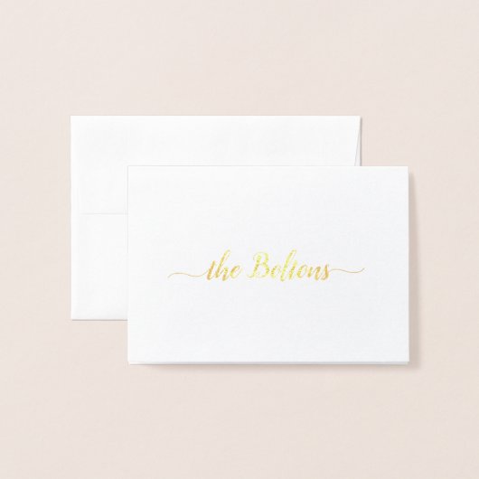 家族パーソナライズされた名文房具エレガント折 箔カード (封筒付き正面)