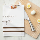 家族パーソナライズされた名水彩感謝祭 キッチンタオル (四つ折り)