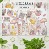 家族パーソナライズされた名秋の水色 キッチンタオル (折り畳み)