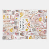 家族パーソナライズされた名秋の水色 キッチンタオル (横)