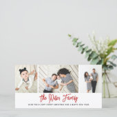 家族パーソナライズされた名3フォトコラージホリデイC シーズンカード (スタンド正面)